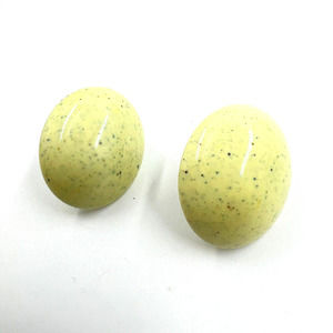 Yellow Clip On Screwback Lucite Dome earrings Cabochon Speckled Vintage